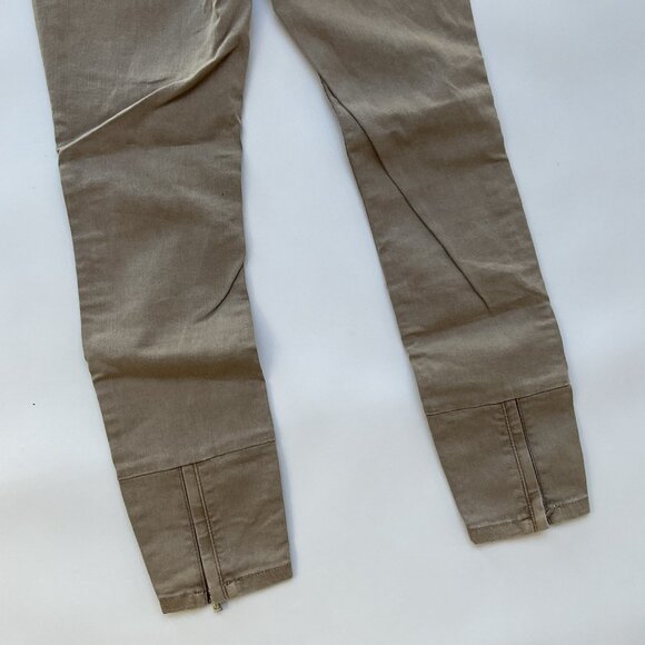 Guess Women’s Athletic Zip Skinny Jean In Khaki Ankle Zip Cropped Leg Size 25 - Picture 9 of 13